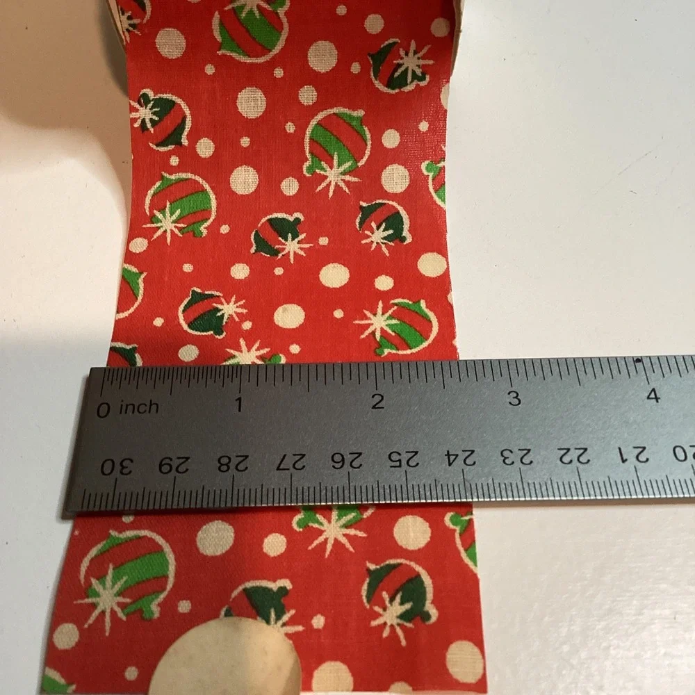 Vintage Christmas Balls Fabric Ribbon 2.5 Inch Spool Holiday Decor 22 yard Red